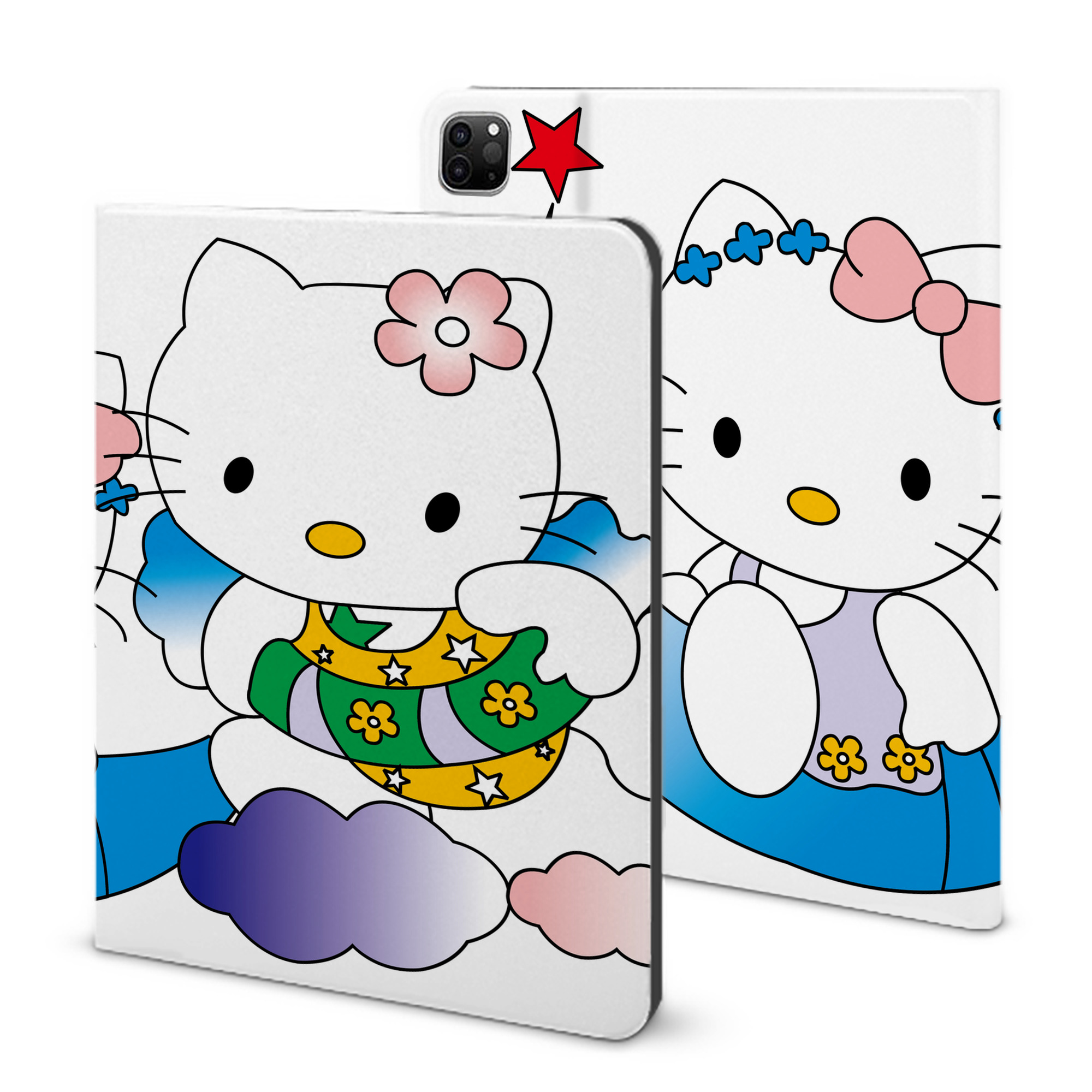 （画像用） Hello Kitty ハローキティ IPad ケース ブック型 PUレザー TPU 耐衝撃 軽量 薄型 ペン収納なし 全面保護 IPad 各モデル対応